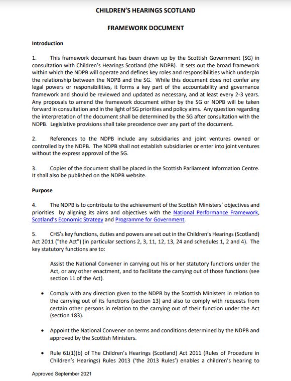 Children's Hearings Scotland framework document