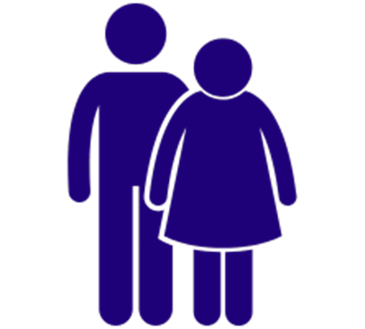An outline of two adults.
