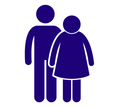 An outline of two adults.